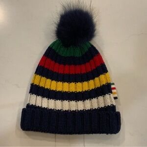 HUDSON BAY HBC Fur Pom Pom Stripe Toque